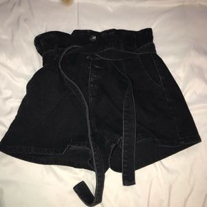 Black PaperBag denim shorts